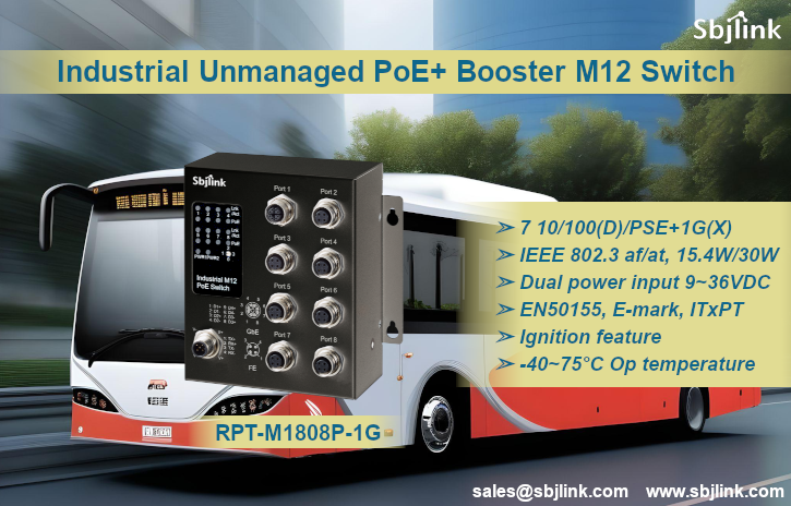 Industrial Unmanaged PoE+ Booster M12 Switches